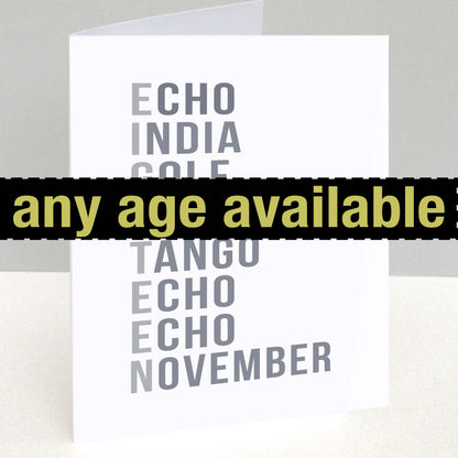 70th Phonetic Alphabet Birthday Card